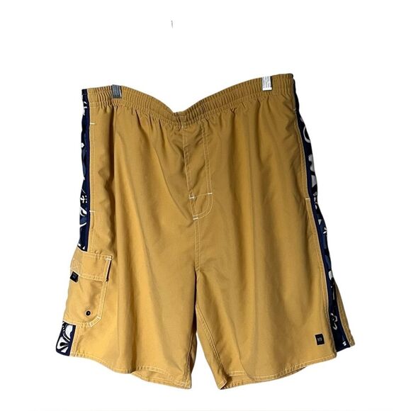 Newport Blue Golden Yellow with Blue Stripe Board Shorts Swim Trunks Size XL - Picture 1 of 11